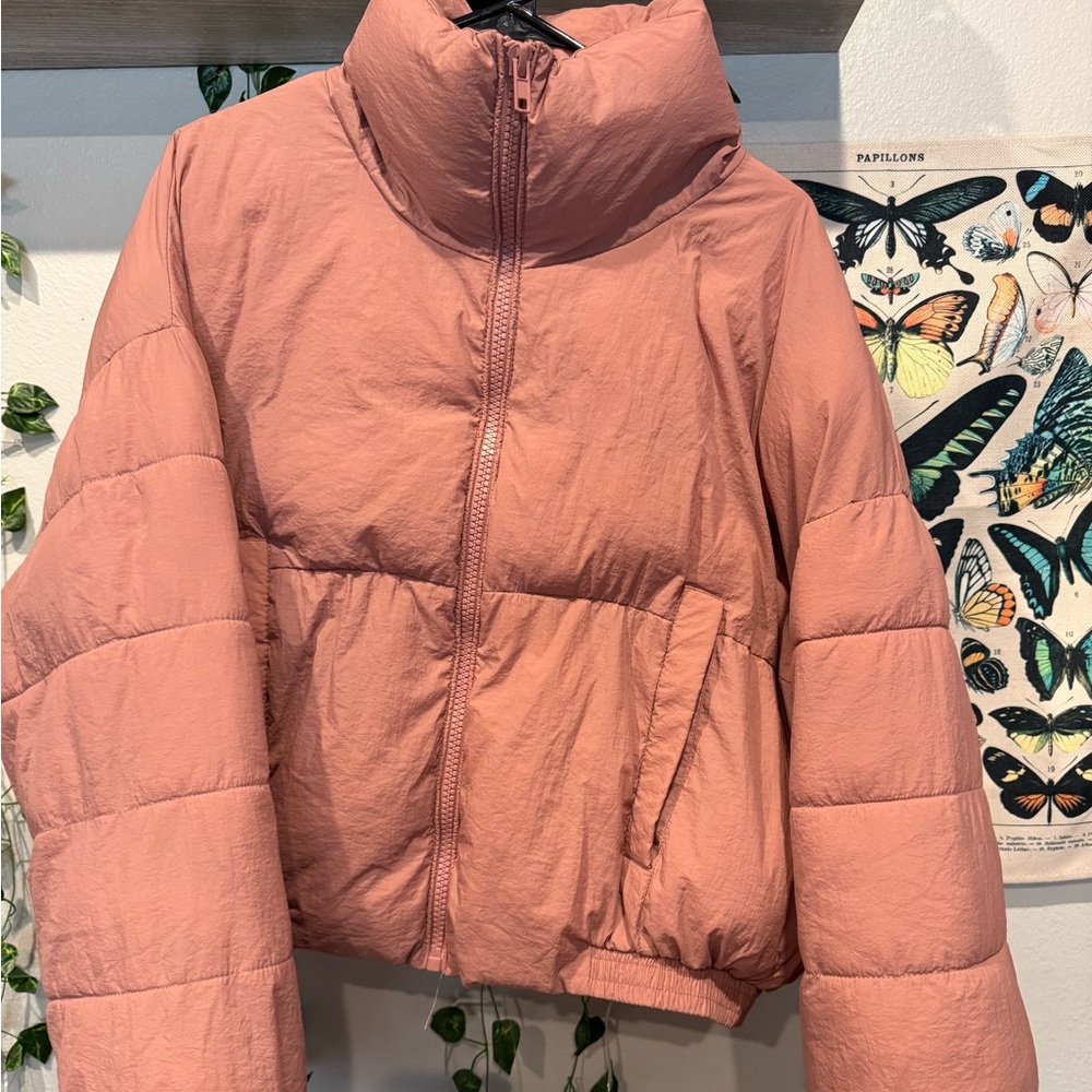 Boohoo Dusty Rose Puffer Jacket